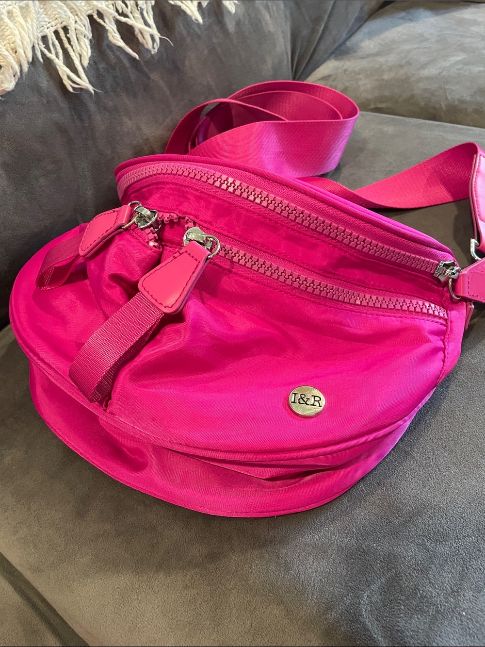 Hot Pink Women's Crossbody Bum Bag- Iris & Rainbow - Picture 2 of 6